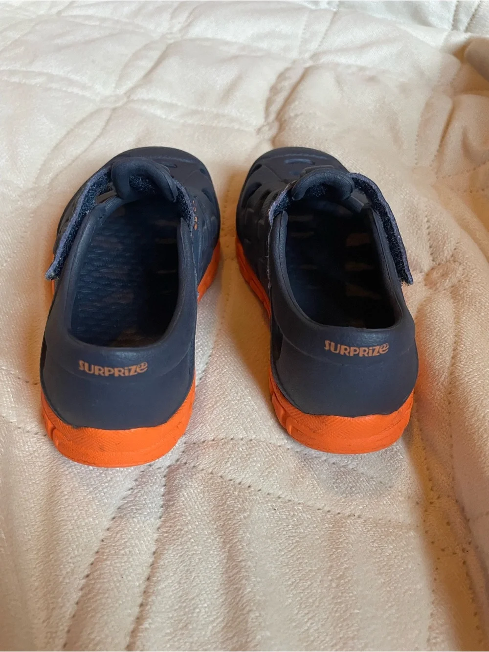 Kids Navy and Orange Water-Ready Sandals with Hook-and-Loop Strap